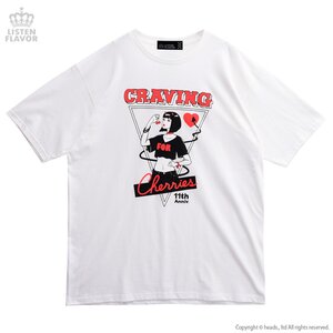 LISTEN FLAVOR Demon Cherry Big T-Shirt White