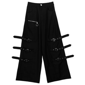 LISTEN FLAVOR Bondage Wide Pants Black