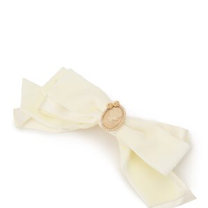 LIZ LISA Cameo & Velour Ribbon Barrette White