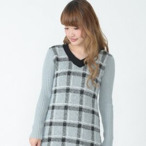 Honey Salon Check Knit Dress Gray/Black