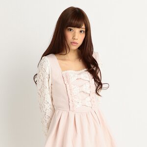 LIZ LISA Soft Contrast Lace Top Pink