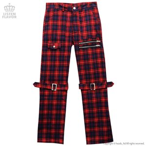 LISTEN FLAVOR Checkered Convertible Bondage Pants Red L