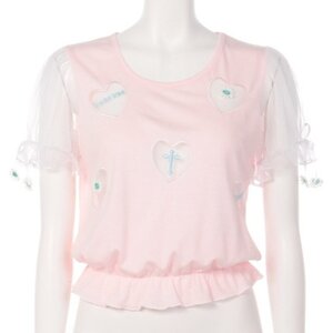 Swankiss See-Through Heart Top Pink
