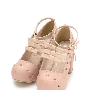 LIZ LISA Triple Ribbon Strap Pumps Pink S