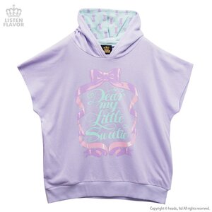 LISTEN FLAVOR Sweet Ribbon Logo Short Sleeve Hoodie Lavender