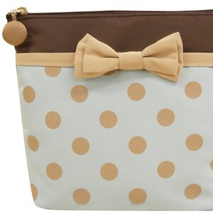 pink trick Polka Dot Spacious Pouch Gray x Beige