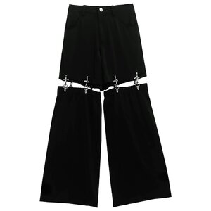 LISTEN FLAVOR Zettai Ryoiki Fire Buckle Black Pants