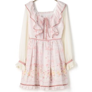 LIZ LISA English Rose Frilly Shoulder Dress Pink
