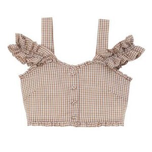 Honey Salon Frilly Bustier Top Beige Gingham