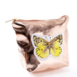 FLAPPER Embroidered Little Critter Pouch Pink Gold