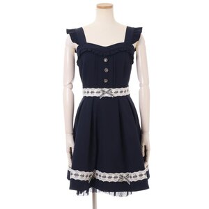 LIZ LISA Checkered Ribbon Jumper Skirt Navy