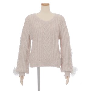 LIZ LISA Cable Ribbon Knit Top Pink