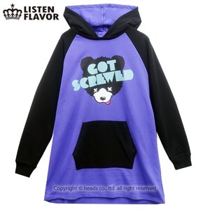 LISTEN FLAVOR Bear Logo Hoodie Dress Purple