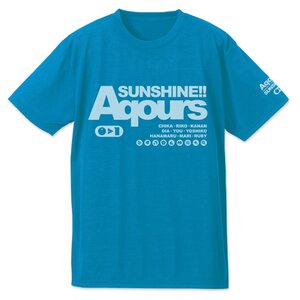 Love Live! Sunshine!! Aqours Turquoise Blue Dry T-Shirt S