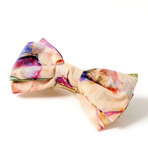 Flower Pattern Ribbon Barrette Light Pink