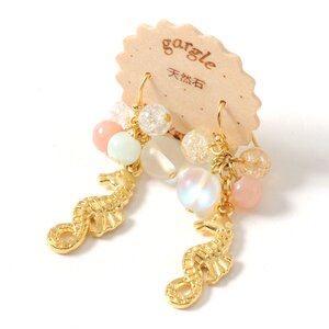 gargle Bubble Seahorse Earrings Mint/Pink