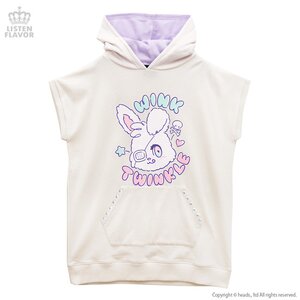 LISTEN FLAVOR Twinkle Bunny Short Sleeve Hoodie Vanilla