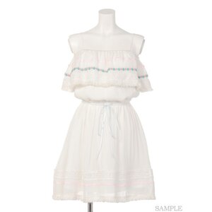 Swankiss Pastel Fringe Dress White