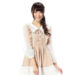 LIZ LISA Rose Print Jumper Skirt Beige