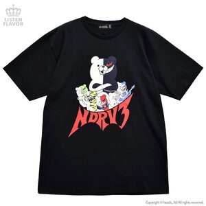 LISTEN FLAVOR Danganronpa V3: Killing Harmony Monokuma & Monokumas NDRV3 Big T-Shirt Black