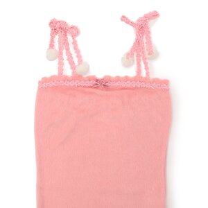 LIZ LISA Shoulder Ribbon Pom Pom Camisole Deep Pink