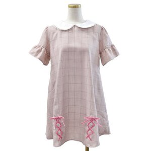 LIZ LISA Front Lacing Glen Check Dress Pink