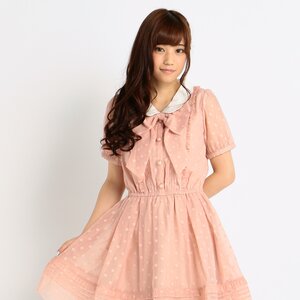 LIZ LISA Polka Dot Chiffon Dress Pink