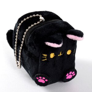 Square Cat Plush Coin Case Black