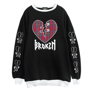LISTEN FLAVOR Broken Heart Pullover Black