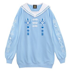 LISTEN FLAVOR Dragon China Sailor Dress Light Blue