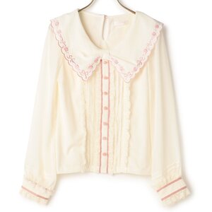 LIZ LISA Rose Embroidered Cut Top Pink