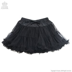 LISTEN FLAVOR Tulle Pannier Skirt w/ Ribbon Gothic Black