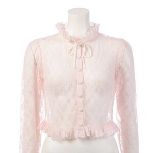 Swankiss Lace & Ribbon Blouse Pink