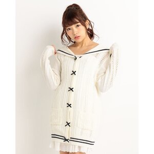 LIZ LISA Long Sailor Cardigan White
