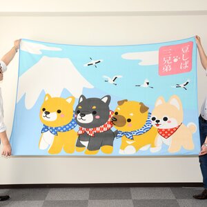 Mameshiba San Kyodai Mega Fleece Blanket Blue