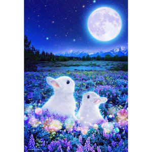 Rabbit Waiting for the Moon Glowing Jigsaw Puzzle