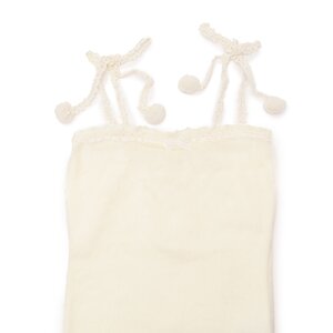 LIZ LISA Shoulder Ribbon Pom Pom Camisole White