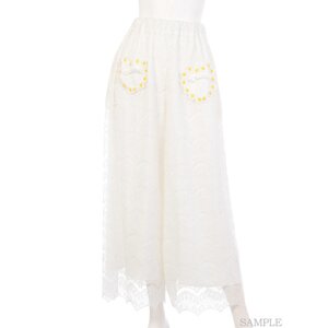 Swankiss Daisy Chain Lace Gaucho Pants White
