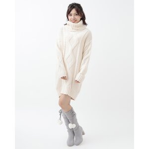 LIZ LISA Knit Turtleneck Dress White