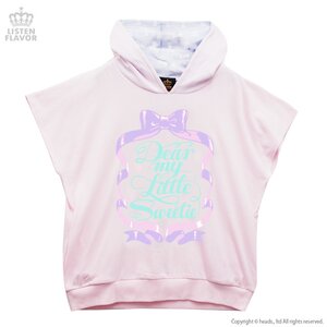 LISTEN FLAVOR Sweet Ribbon Logo Short Sleeve Hoodie Baby Pink