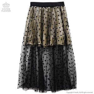 LISTEN FLAVOR See-Through 2-Way Layered Skirt Gold