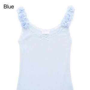 LIZ LISA Shoulder Flower Tank Top Blue