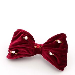 Swankiss Velours Ribbon Barrette Red