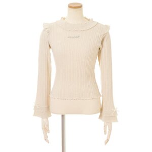 LIZ LISA Lamé Ribbed Knit Top White