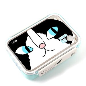 Cat Square Lunch Boxes Hachi (Blue)