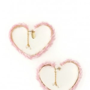 Honey Salon Heart Hoop Earrings Pink