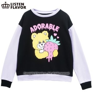 LISTEN FLAVOR Melty Strawberry Crazy Sweatshirt Black