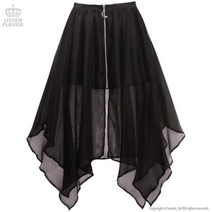 LISTEN FLAVOR Center Zip Hemline Skirt Black