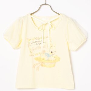 LIZ LISA Flower Rabbit Print T-Shirt Yellow