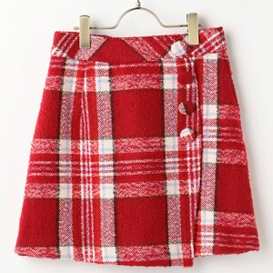 LIZ LISA Checkered Wrap Skirt Red